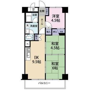 狭山ハウス2号館(3DK/2階)の間取り写真