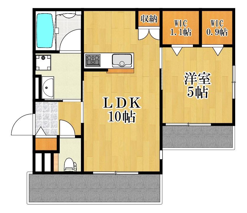 キュロコ横浜鶴見(1LDK/3階)の間取り写真