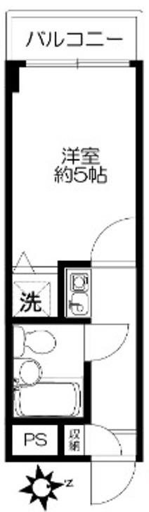 ライオンズマンション調布国領(1K/2階)の間取り写真