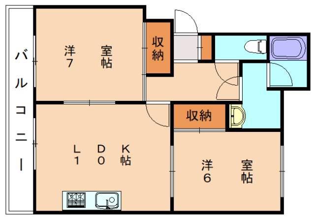 ライフインアカマ(2LDK/1階)の間取り写真