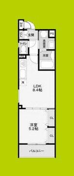 フォレストクリエオーレ城垣町壱番館(1LDK/2階)の間取り写真