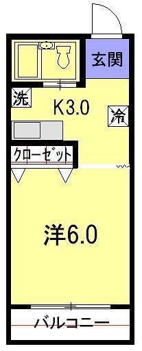 弁天ヒルズ(1K/4階)の間取り写真