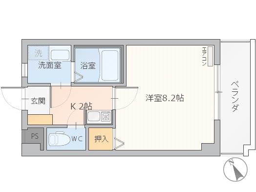 長谷川マンションアネックスII(1K/1階)の間取り写真