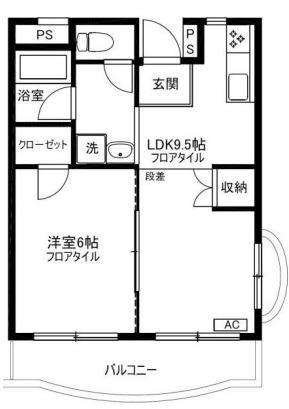 グリーンプラザ御園3号棟(1LDK/2階)の間取り写真