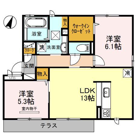 マーベラス(2LDK/1階)の間取り写真