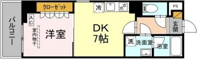 GRAND VILLAGE(1DK/3階)の間取り写真