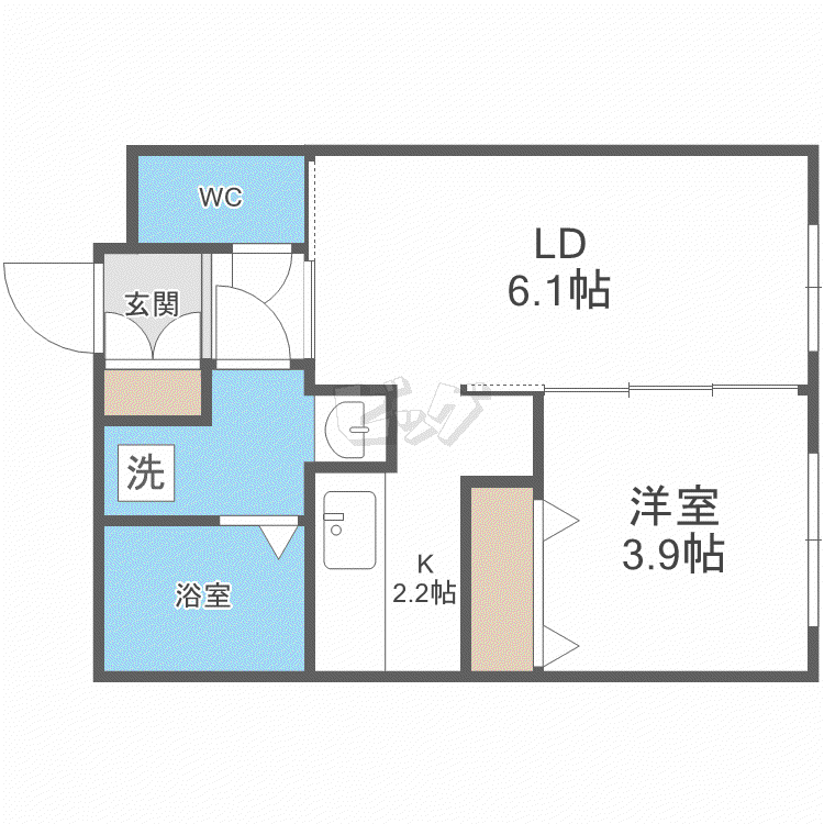 BLOSSOM西町南(1LDK/3階)の間取り写真