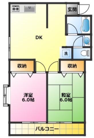 トパーズ・ハイツ(2DK/2階)の間取り写真