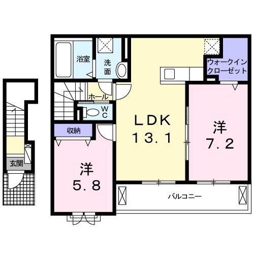 ヴァンセット アムールIII(2LDK/2階)の間取り写真