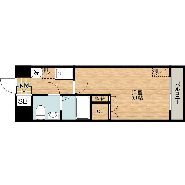ヴィラフェザントII(1K/1階)の間取り写真