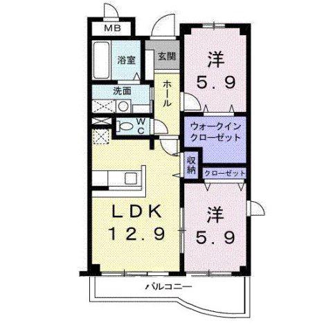 ベル・ウィングII(2LDK/3階)の間取り写真