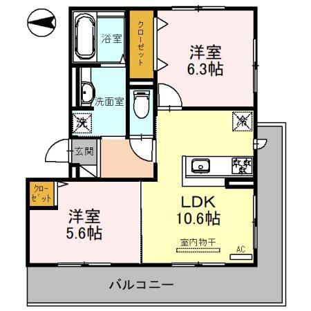 D-ROOM嵯峨嵐山(2LDK/2階)の間取り写真