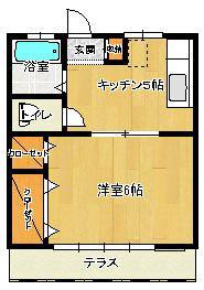 ホワイトホート(1K/1階)の間取り写真