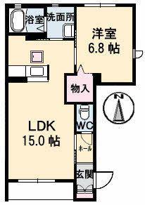 メゾン楓II (1LDK/1階)の間取り写真