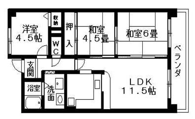 ふじとぴあ(3LDK/6階)の間取り写真