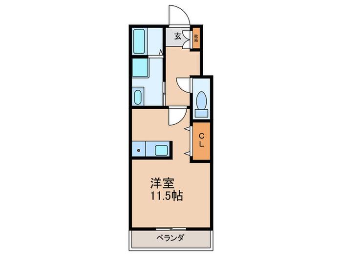 プレアール宮之阪(ワンルーム/1階)の間取り写真