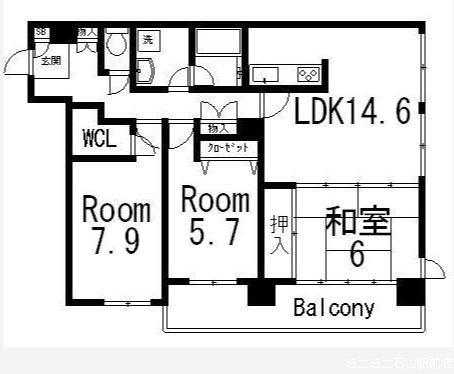 コスモ石山(3SLDK/2階)の間取り写真