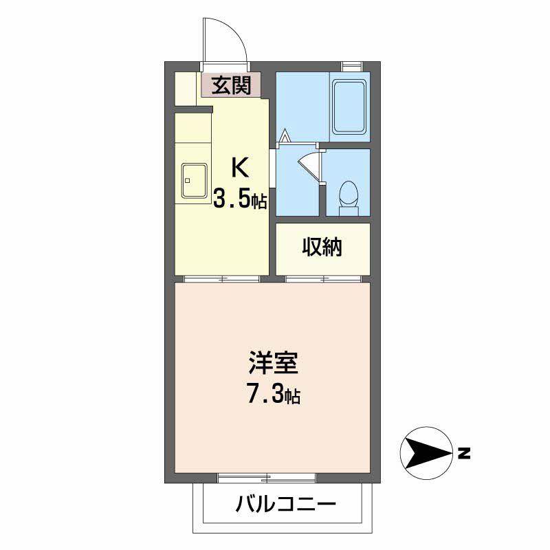 セフィラSSK A棟(1K/2階)の間取り写真