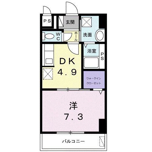 シティ フラット(1DK/5階)の間取り写真