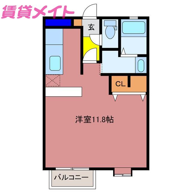 光ハイツフルカワ(ワンルーム/1階)の間取り写真