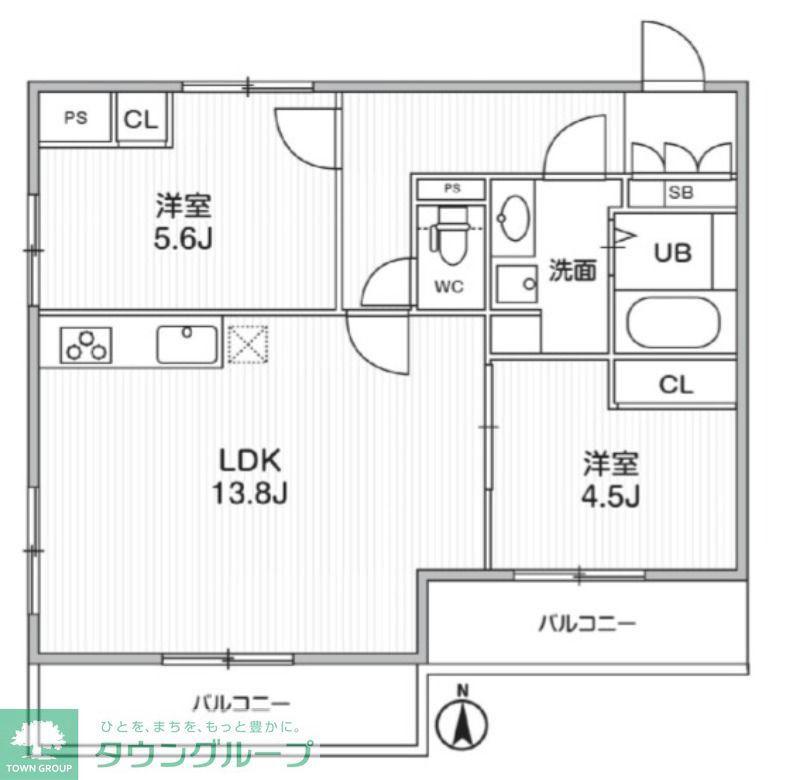 THE PALMS MUSE 新江古田(2LDK/4階)の間取り写真