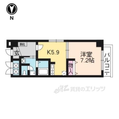 テルマーノ西洞院(1DK/2階)の間取り写真