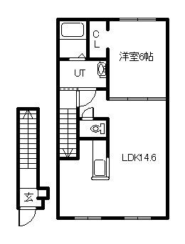 ティラトーレI・II(1LDK/2階)の間取り写真