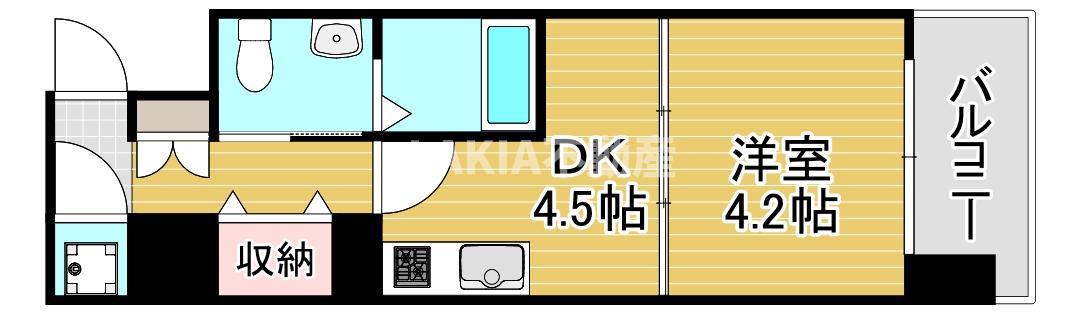 レジュールアッシュ京橋クロスII(1DK/3階)の間取り写真