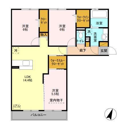 ラランジャ(3LDK/2階)の間取り写真