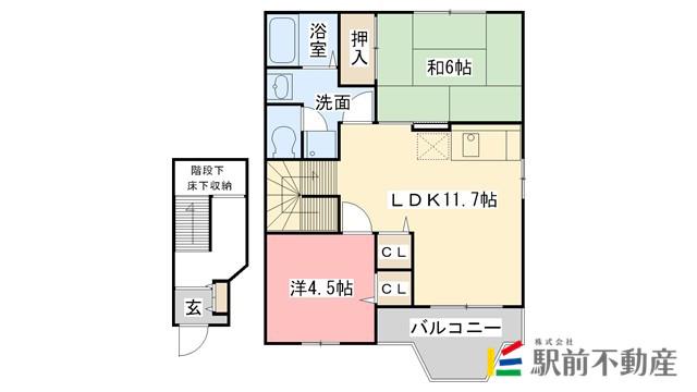 ミストラルII(2LDK/2階)の間取り写真