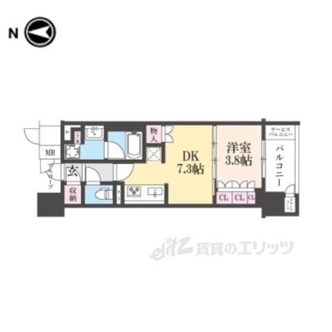 ブランズ京都河原町通(1DK/10階)の間取り写真