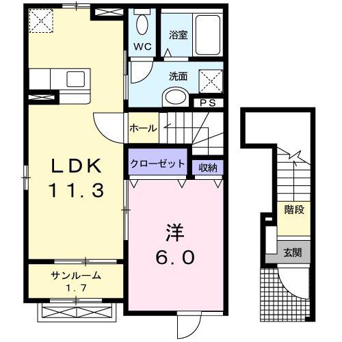 NURSERY(1LDK/2階)の間取り写真