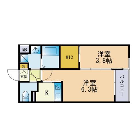 SUNNY CREST NISHIJIN(2K/1階)の間取り写真