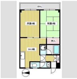 アーデンハウス(2DK/2階)の間取り写真