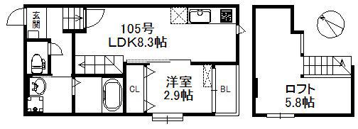 ポラリス美野島 541(1LDK/1階)の間取り写真
