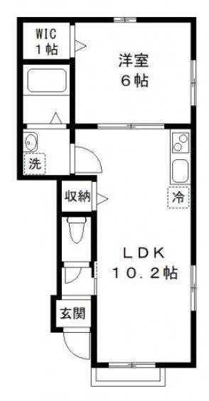 コンフォート芝山(1LDK/1階)の間取り写真