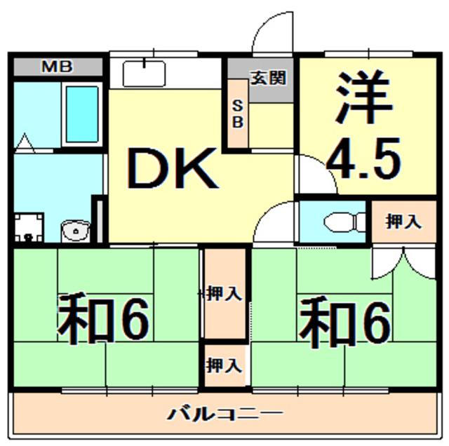香枦園レジデンス(3DK/3階)の間取り写真