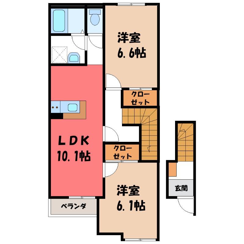 スカイピア(2LDK/2階)の間取り写真