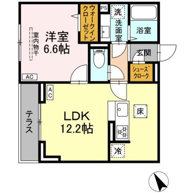 D PAINA 市場下町(1LDK/1階)の間取り写真