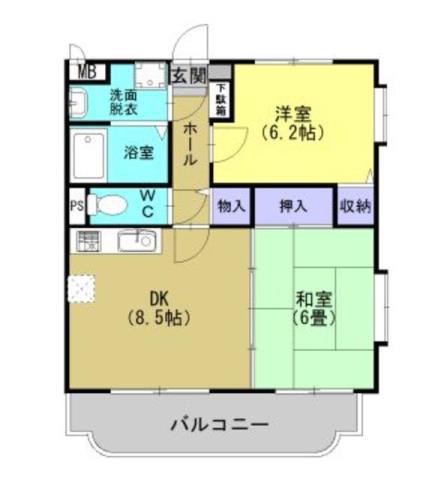 NAKAMA B.L.D(2DK/2階)の間取り写真