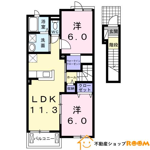 クレメント(2LDK/2階)の間取り写真