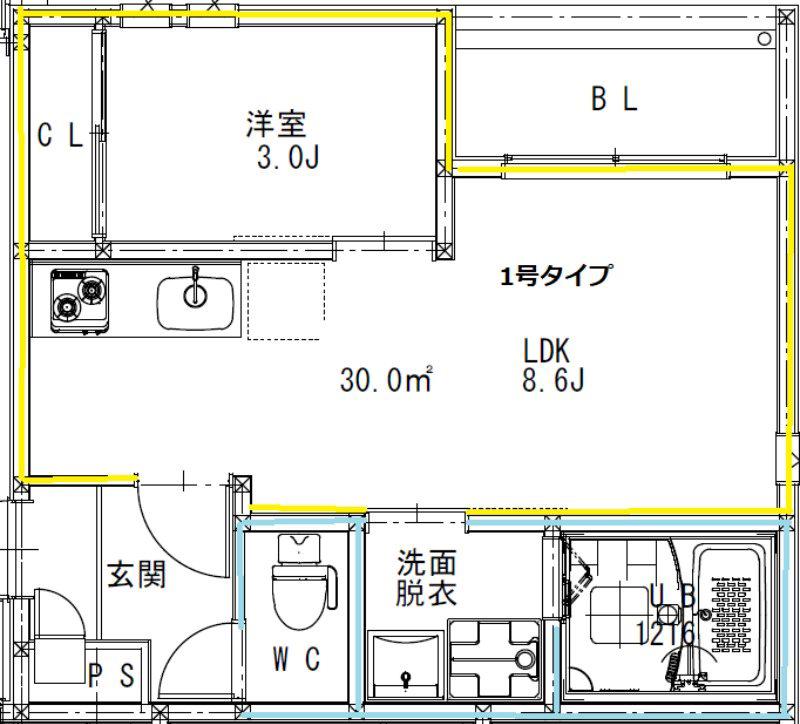 REGALEST熊本駅前(1LDK/1階)の間取り写真