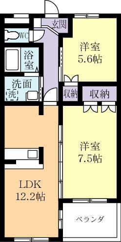 つくばヒルズ(2LDK/4階)の間取り写真