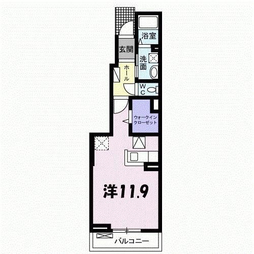 レヤリーライフI(ワンルーム/1階)の間取り写真