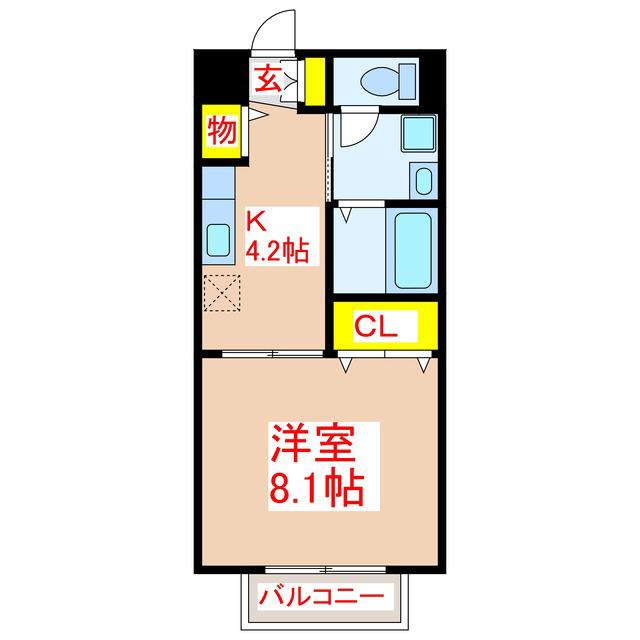 フラットCOM(1K/2階)の間取り写真