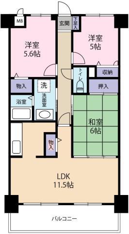 スカール春日(3LDK/5階)の間取り写真