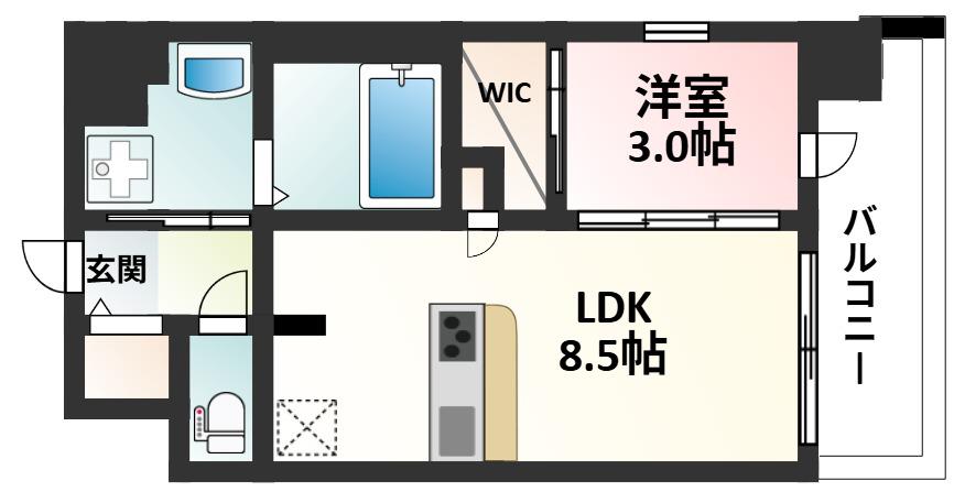 プレサンスレイズ東三国(1LDK/5階)の間取り写真