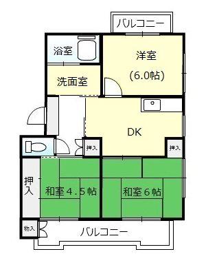 多賀ハイツB棟(3DK/1階)の間取り写真
