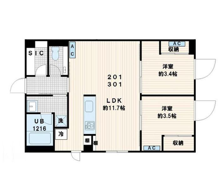 MUVA YOYOGI(2LDK/3階)の間取り写真