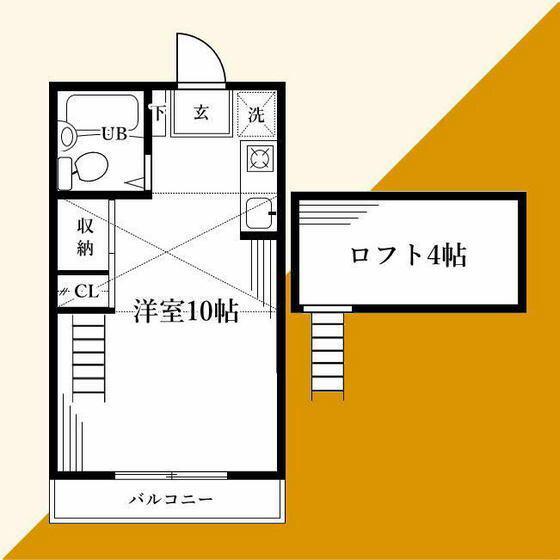 カターラ(ワンルーム/2階)の間取り写真
